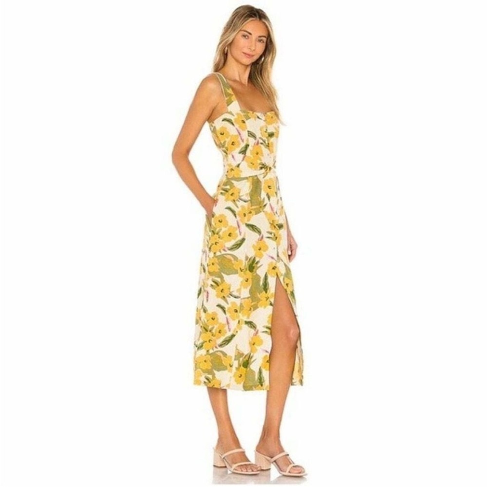 L*SPACE Yellow Mykonos in Ibiza Floral Dress Size Medium